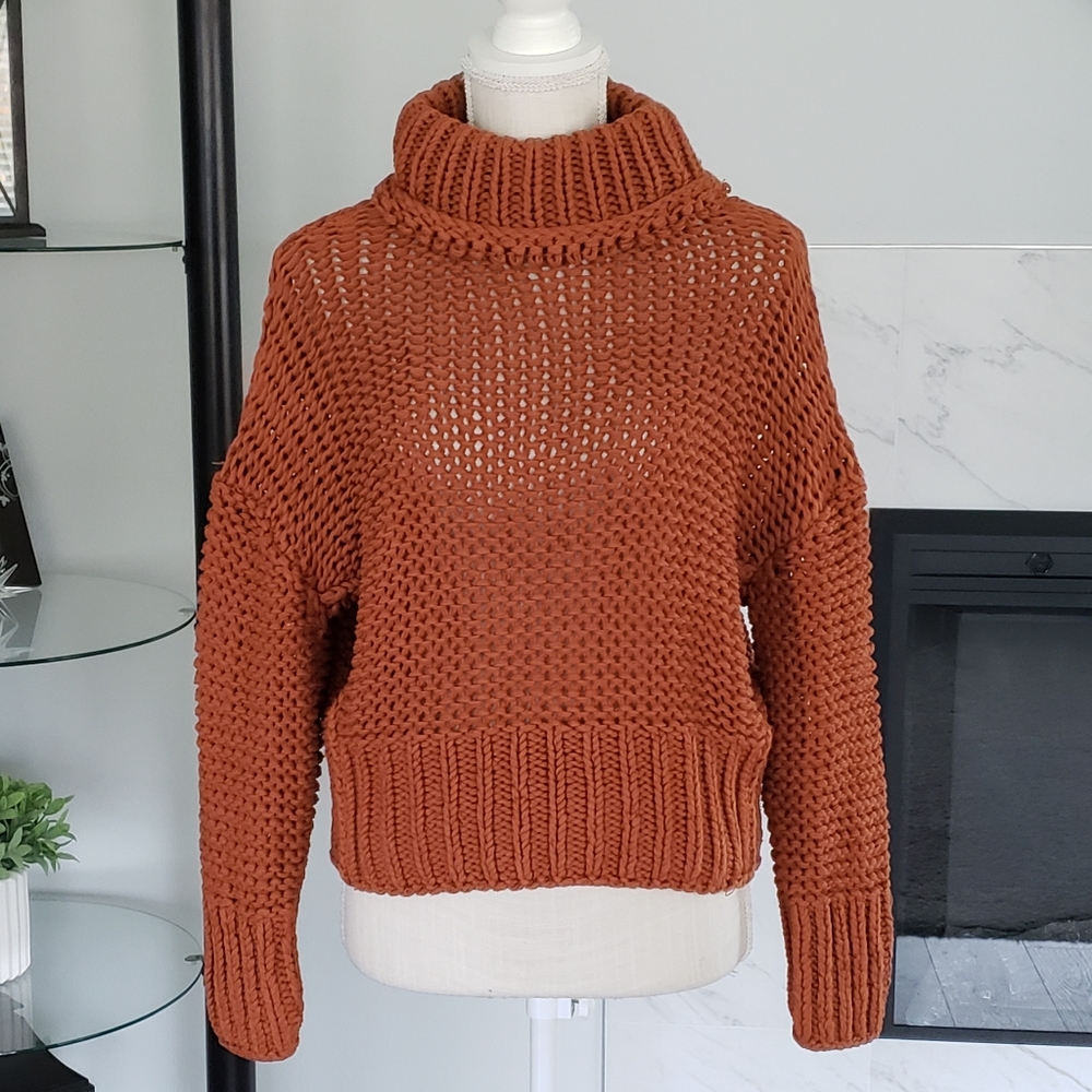 Free People My Only Sunshine Sweater Size XS Orange Tuscan Earth